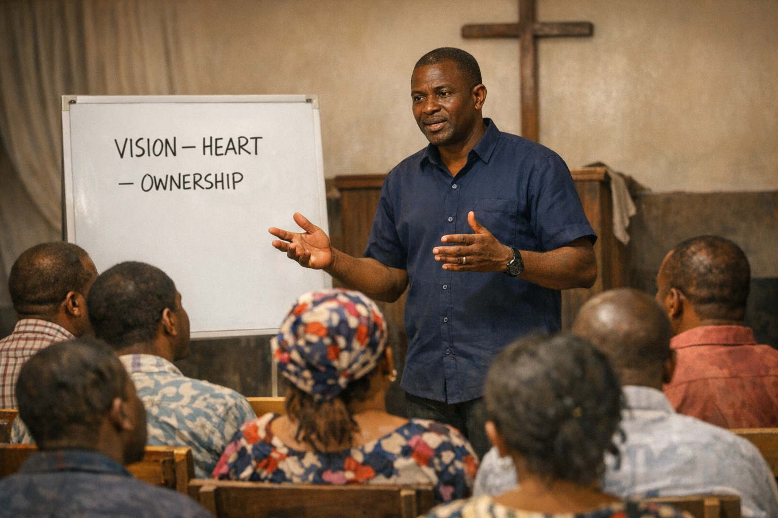 Pastor David leading a church workers training session