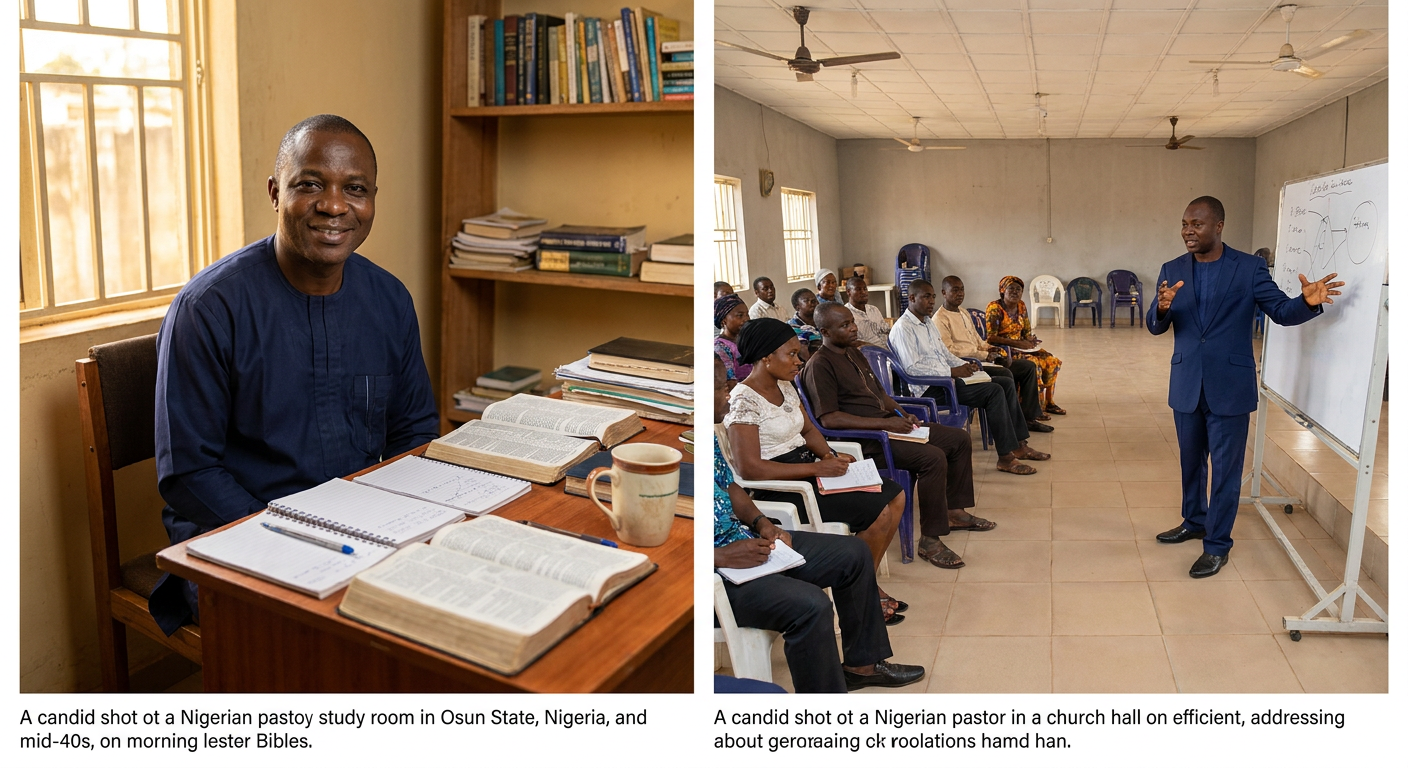 Pastor Joshua Olamilekan at a training session